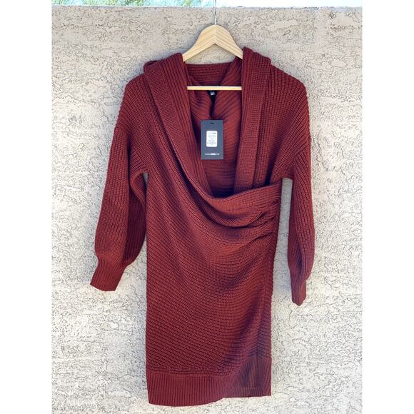 NWT - Fashion Nova Keeping Secrets Sweater Mini Dress - Rust - M/L - Picture 3 of 6